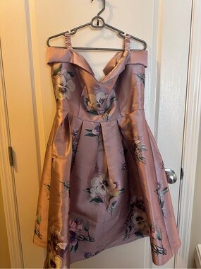 Chi Chi London Blush Pink/Purple Floral Off-Shoulder Dress